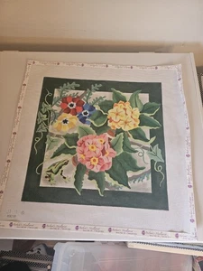Hand Painted Needlepoint Canvas flowers 13 Mesh - Picture 1 of 3