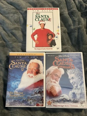 The Santa Clause 1 2 & 3 DVD Set Lot 1994 Tim Allen Christmas Movies Like New - Image 1 of 4