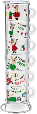 Set 6 Tazzine Italia Impilabili Con Struttura in Metallo - Immagine 1 di 4