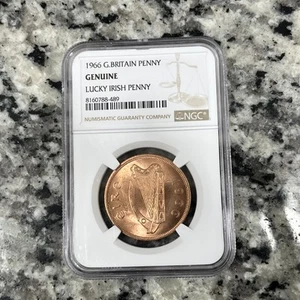 1966 G.BRITAIN PENNY GENUINE LUCKY IRISH PENNY - Picture 1 of 3