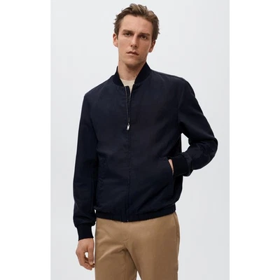 MNG Mango Bomber Zip Up Jacket Mens Size Large Navy Blue New Winter - Image 1 of 4