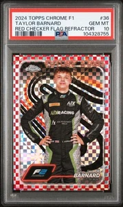 2024 Topps Chrome F1 #36 Taylor Barnard Red Checker Flag Refractor 1/5 - PSA 10 - Picture 1 of 2
