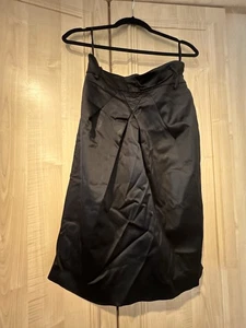 Coast Black Satin Knee Length Skirt With Back Split Size 12 - Picture 1 of 5