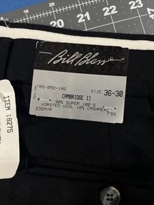 Pantalones De Colección Bill Blass Super 100’s Para Hombre 36x30 Negro Lana/Cachemira - Nuevos - Imagen 1 de 7