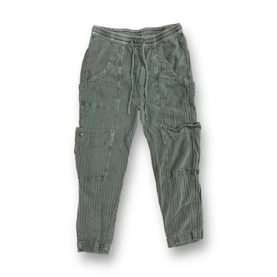 Pantalones cargo utilitarios Free People Feelin Good para mujer mezcla de lino verde talla pequeña Foto 1 de 4