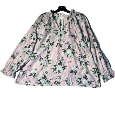 Top Roller Rabbit para mujer L Cottagecore mezcla de seda púrpura floral ligero Foto 1 de 4