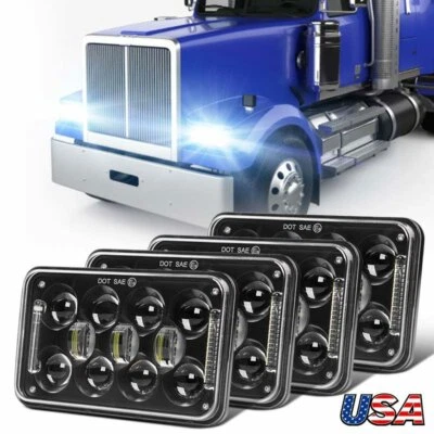 4PCS For Western Star 4900 Semi Truck 4x6" LED Headlights H4656/4651 Hi-Lo Beam - Image 1 of 4