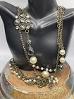 Lia Sofia MultiLayer Bead Statement Necklace. Glass. Crystal Faux Pearls 48?