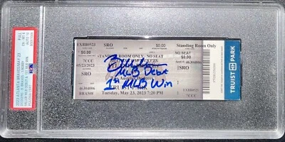 BOBBY MILLER MLB DEBUT & 1ST WIN 5/23/23 Ticket Stub PSA GEM MT 10 AUTO 80057009 - Image 1 of 4