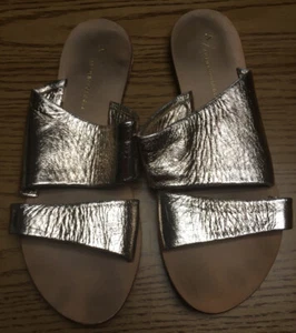 Anthropology Sandalen Pantoletten mit zwei Riemchen Metallic, gold, 37 - Bild 1 von 4