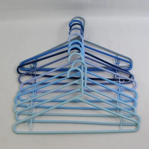 Set of 10 Opaque Blue Plastic Clothes Hangers For Pants or Tops - Picture 1 of 5