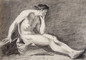 Fine early 19th century male nude/life study on Whatman wove paper 1813 - Picture 1 of 5