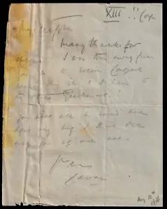 1916 SOMME-BATTLE of GUILLEMONT- A RARE Note Lt. General Lord Cavan to Ponsonby - Picture 1 of 1