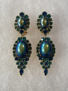 Dimartino Originals Clip Earrings Blue Dangle Clip On - Picture 1 of 8