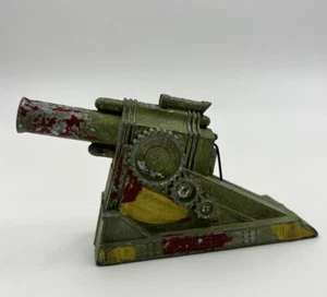 Vtg Barclay Manoil WW1 Hollow Cast Toy Cannon Metal Spring Camo 50s Made In USA - Picture 1 of 12