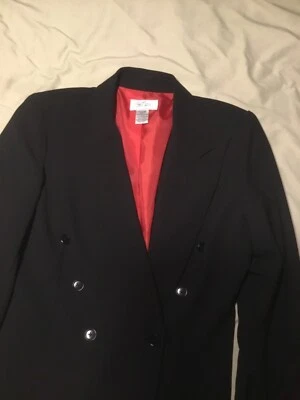 Traje Blazer y Pantalones Bob Mackie Studio Negro dbl Pechos Talla 12 Foto 1 de 4