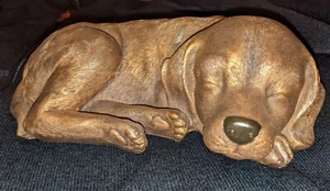 Römischer Garten schlafender Welpe Hund Labor 9" x 5" x 3" Dekor Bronze Harz Statue - Bild 1 von 7