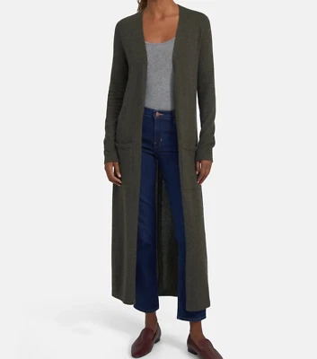 Cardigã Theory Cashmere Torina Maxi verde oliva P;Novo com etiquetas - Imagem 1 de 4