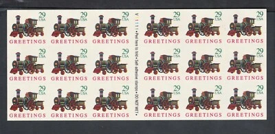 1992 US Booklet ATM Pane of 18, 2719a MNH US Stamps Christmas Locomotive! BV $20 - Image 1 of 2