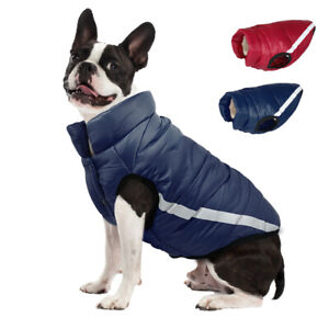 Dog Coat Windproof Reflective Thick Warm Fleece Clothes Jacket Vest&Harness Hole