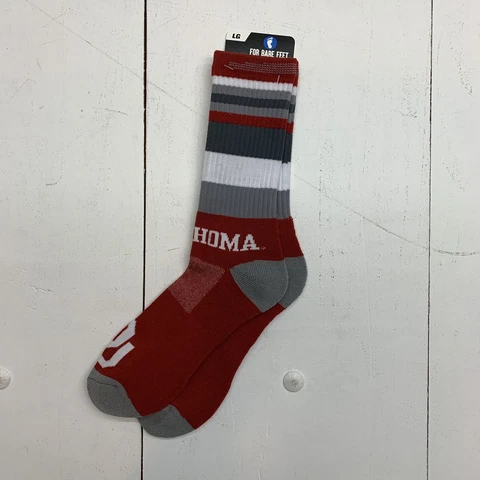 For Bare Feet Oklahoma Sooners Crew Socks Size Large Cover