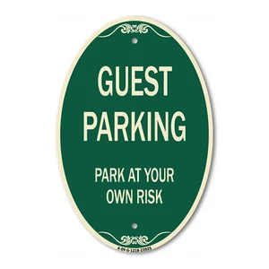 SignMission Designer Series Sign - Guest Parking 12" x 18" Aluminum Oval Sign - Picture 1 of 4