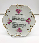 Vintage Decorative Plate The Lord's Prayer 18K Gold Trim & Pink Roses 8" Japan