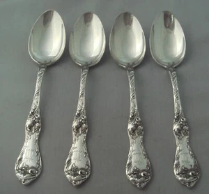 Set of Four Reed and Barton Les Cinq Fleurs Sterling Silver Coffee Spoons Mono'd - Picture 1 of 2