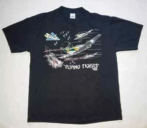 Vintage 1986 American Eagle Flying Tigers Shirt Men's XL Planes WW2 Made in USA - Picture 1 of 7