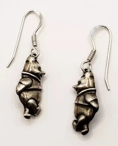 Vintage Disney Winnie The Pooh Sterling Silver Drop Perished Earrings - Picture 1 of 5