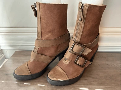 Juicy Couture Botas Tacón Cremallera Piel de Oveja Forradas 8 Cuero Foto 1 de 4