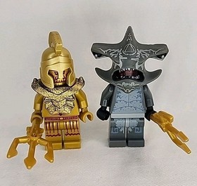 LEGO Gold Poseidon Temple Statue Atlantis Minifigure 7985 + Shark Soldier 