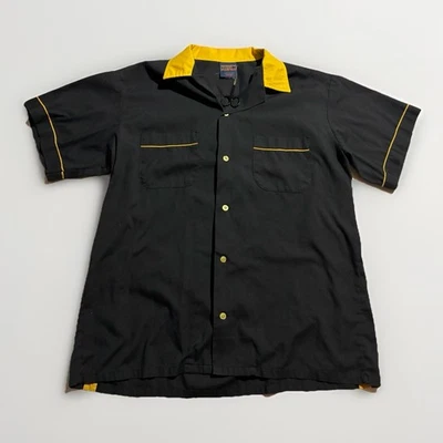 Camisa de boliche vintage anos 80 90 Hilton tamanho grande feita nos EUA Rockabilly botão para cima  - Imagem 1 de 4