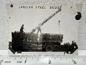 Vintage Snapshot Photo US Military Crane Building Bridge in Belgium WWII - Picture 1 of 3