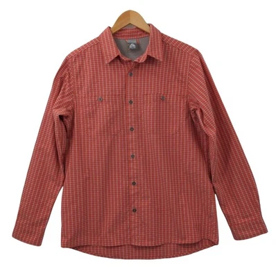 Nike ACG Button Front Shirt Men M Orange Check Vented Nylon Blend Outdoor Active - Image 1 of 4