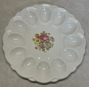 Vtg 1950 E&R AMERICAN ART WARE Ceramic Deviled Egg Plate 9" Farmhouse Nice! - Picture 1 of 5