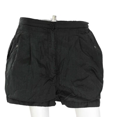 90s Vintage Womens Pleated High Waist Black Nylon Shorts Athletic Swim Shorts S - Image 1 of 4