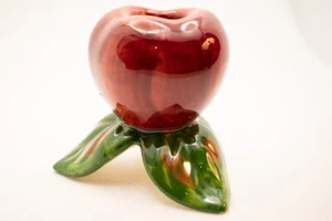 Vintage Ceramic Hand Painted Footed Apple Candleholder approx. 2.5" unsigned - Picture 1 of 4