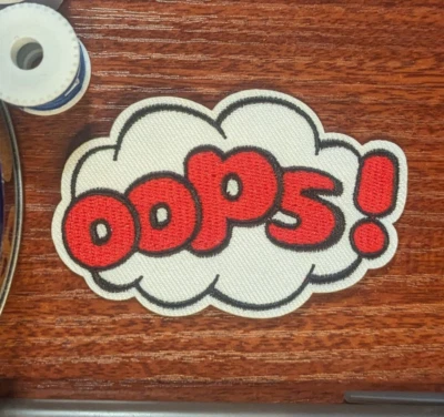 Opps Pop Art Patch Funny Memes Phrases Quotes Embroidered Iron On 2.25x3.25" - Image 1 of 3