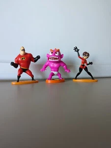 Incredibles Figures Pixar Disney Mom Dad Baby Jack 3pc Cake Topper Toys Pink - Picture 1 of 10