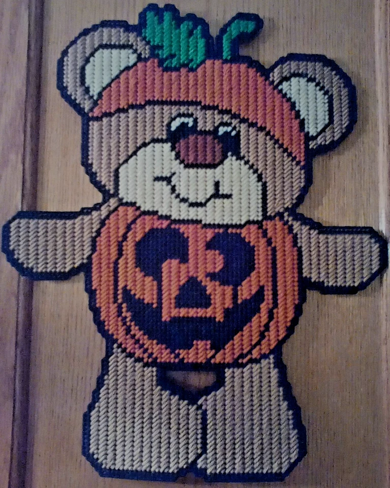 Plastic Canvas *FINISHED* Item------"Pumpkin Bear" - Image 1 of 1