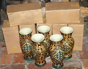 Lot of 12 New Oriental Satsuma Ceramic Bud Vase pottery Urn Multi Colored - Picture 1 of 7