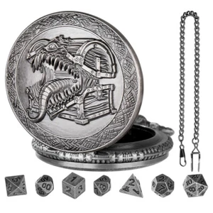 Mini RPG Dice Set Vintage Style for Dungeons & Dragons with Treasure Chest Case - Picture 1 of 14