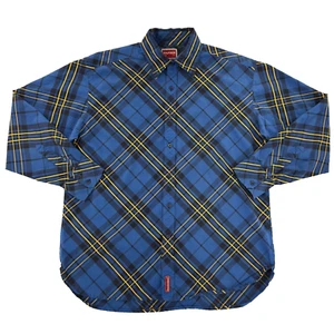 VINTAGE Tommy Hilfiger Shirt Mens Large Blue Yellow Plaid Button Up Red Label TH - Picture 1 of 10