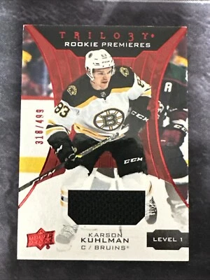 2019-20 Trilogy Rookie Premieres Red Jerseys 53 Karson Kuhlman Boston Bruins - Image 1 of 3