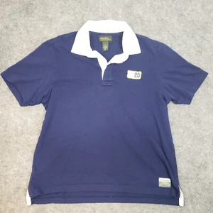 Eddie Bauer Shirt Mens Large Blue Rugby Short Sleeve Cotton Casual - Picture 1 of 8