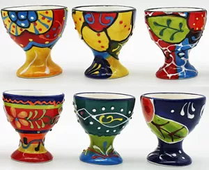6er-Set Keramik Eierbecher im mediterranen Design handbemalt - Bild 1 von 7