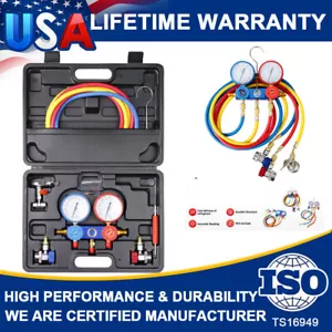 A/C Diagnostic Manifold Gauge Set Professional HVAC Car Tool Kit Air Conditioner - Picture 1 of 12