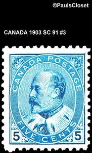 CANADA 1903 SC 91 KING EDWARD VII BLUE 5¢ MINT NEVER HINGED FINE/VERY FINE #3 - Picture 1 of 2