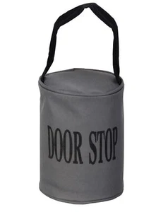 Tope de puerta de tela con mango negro tope de puerta de alta resistencia decoración del hogar gris - Imagen 1 de 3
